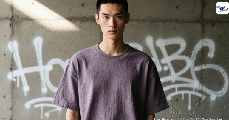 Hope Hope Boxy Roll Tee in plum grey hemp size 42